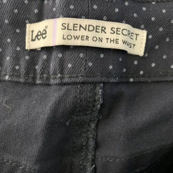 Lee Slender Secret Straight Leg Jeans 10 Blue Polka Dot Mid Rise Stretch NEW - Picture 5 of 6